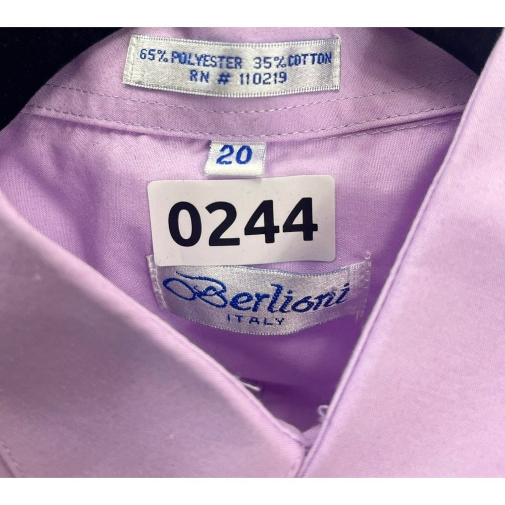 BERLIONI, MEN DRESS SHIRT, long sleeve, COLOR PURPLE, PINK, SIZE 20 - Picture 11 of 11
